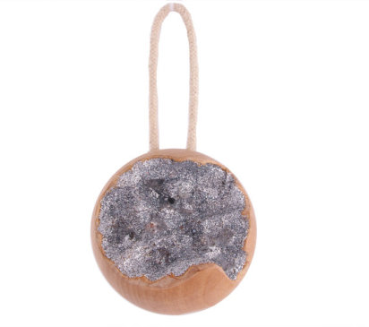 wood and silver geode ornament 2