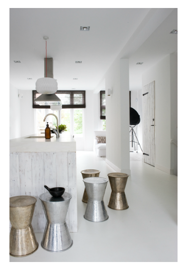 black and white interior