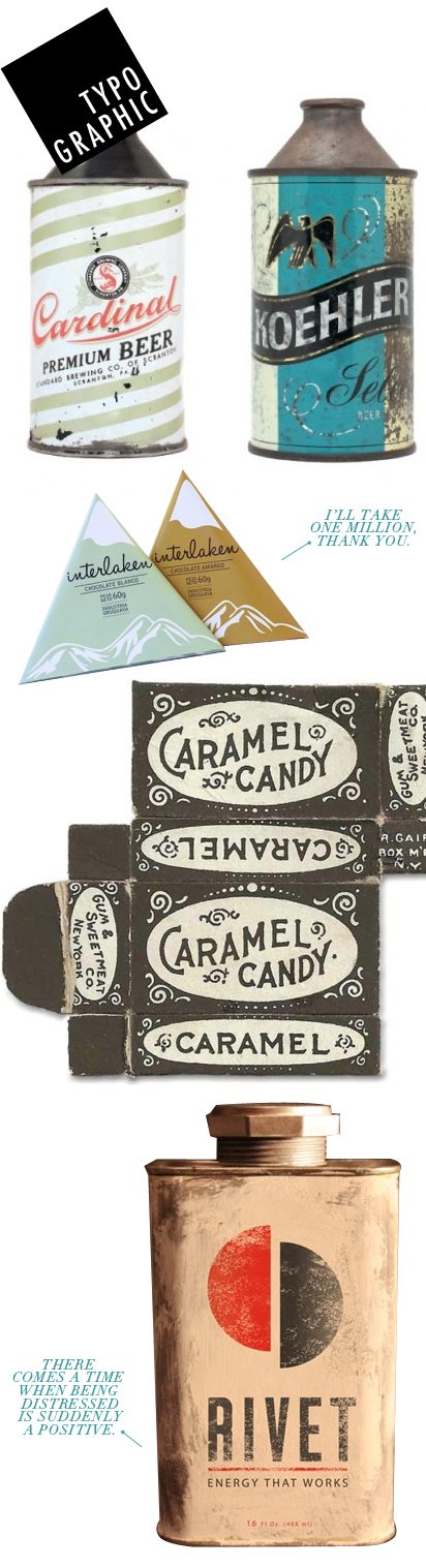 vintage and vintage inspired typographic packaging