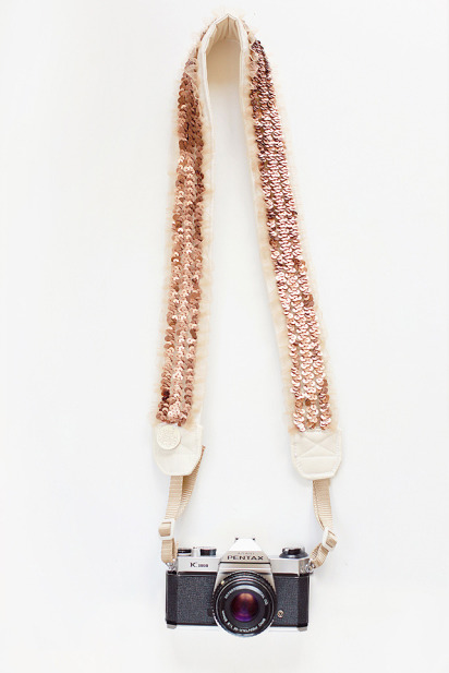 gold sequined camera strap